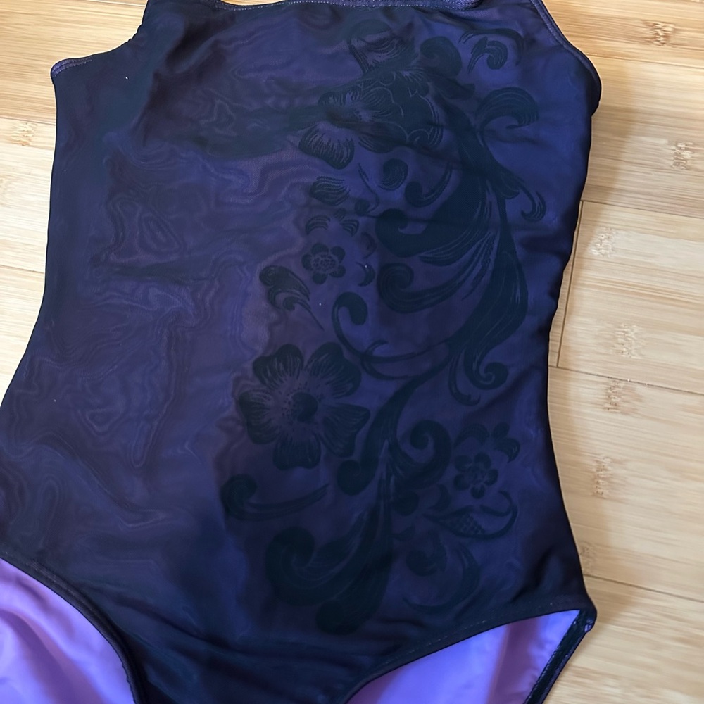 Ballet Rosa Mesh Overlay Floral Print Tank Leotard, Size Medium (40)